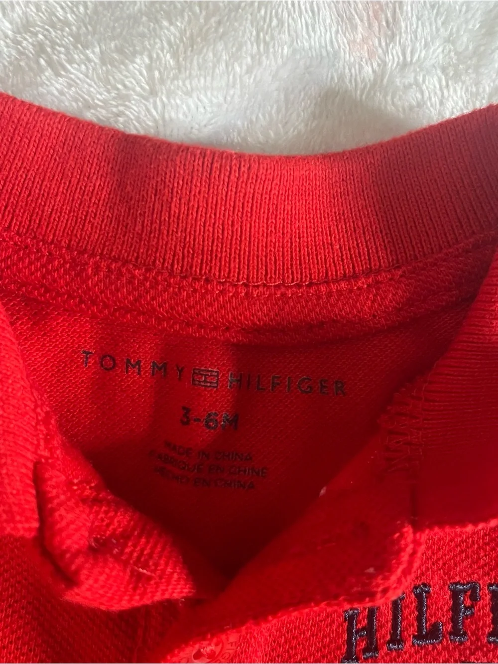 Tommy Hilfiger Baby Boy Red Polo Bodysuit & Logo Printed Twill Shorts Set 3~6M